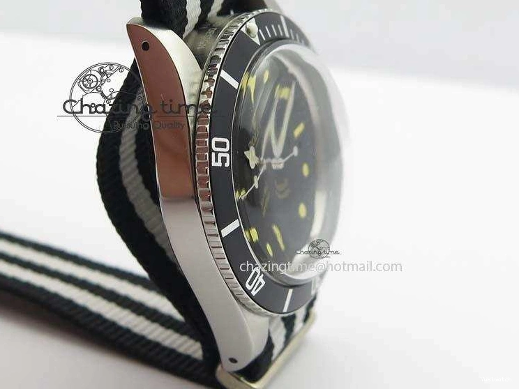 200m 660ft A2836 Nylon On Black Submariner Dial Vintage SS Strap Date No 0123